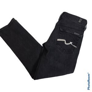 7 For All Mankind Jeans Womens Sz 24 Roxanne Skinny Stretch Embellished Pocket
